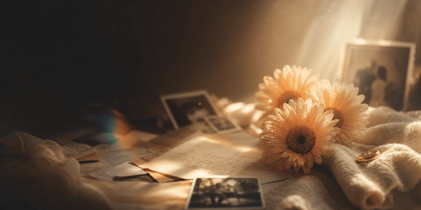 Gerbera daisies, sunlight, love notes, and soft family-memory fragments